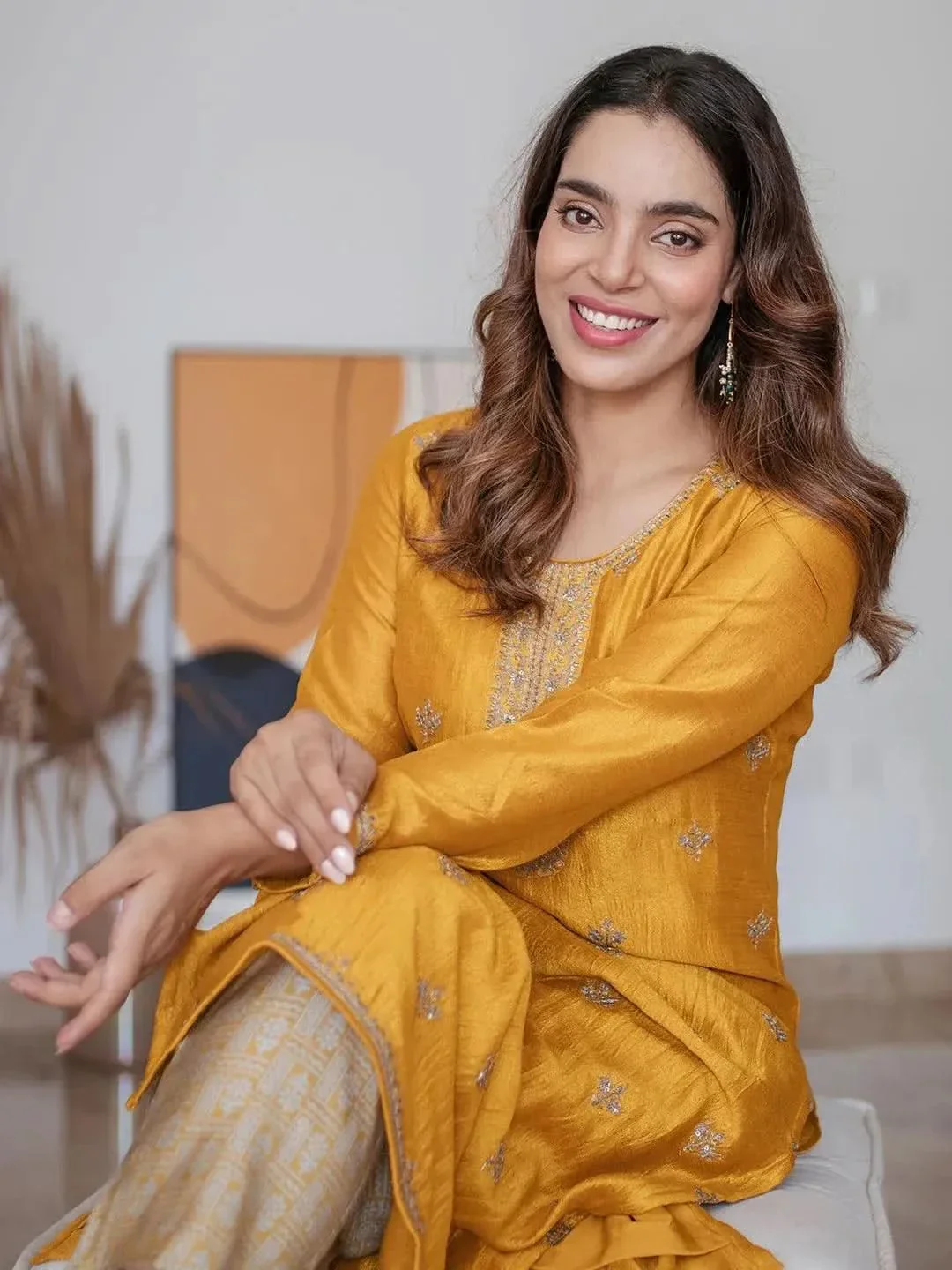 YellowEmbellishedSilkKurta-Libas.webp Yellow Embellished Silk Kurta - Image 1